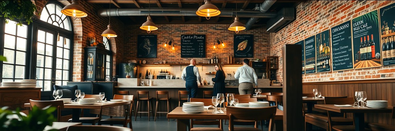 Cozy gluten-free Italian restaurant with warm rustic décor and open kitchen.