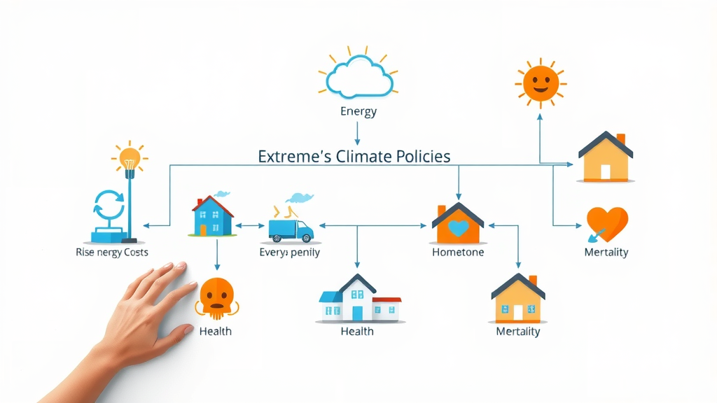 Infographic: link between extreme climate policies, rising energy costs, and health impacts