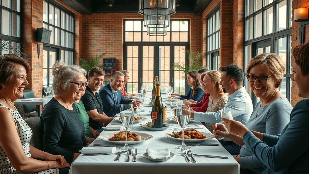 Guests enjoying Sunday roast meals at a stylish Chesterfield restaurant