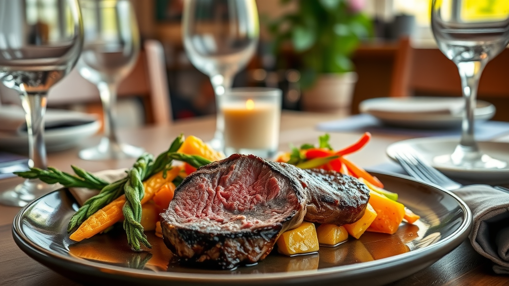 Close-up of Chesterfield fine dining dish with local seasonal produce