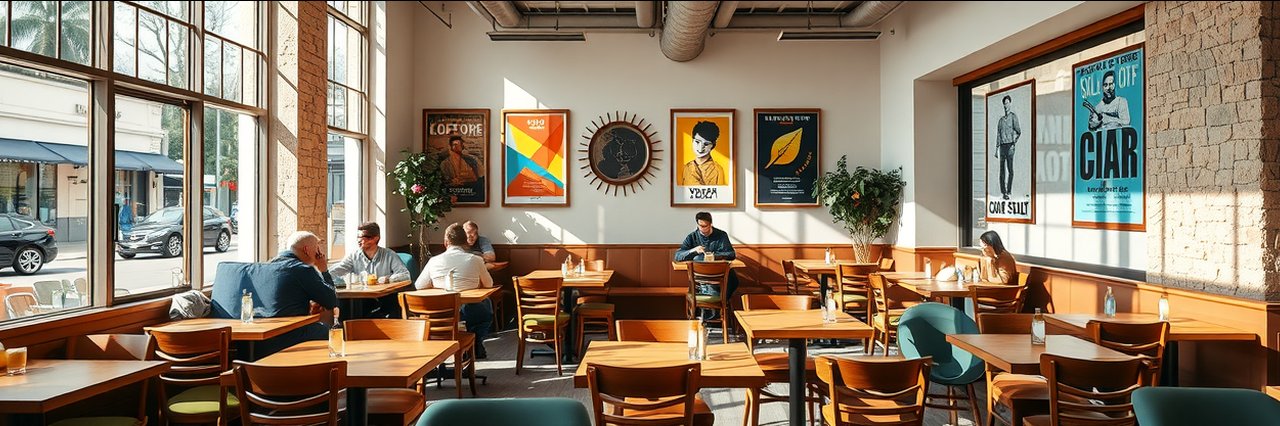 Inviting restaurant interior with local ambiance, ideal for prime locally sourced steaks.