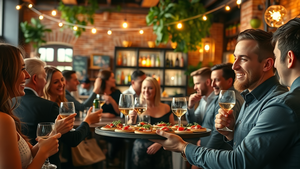 Tapas bar with guests enjoying shared small plates and lively conversation