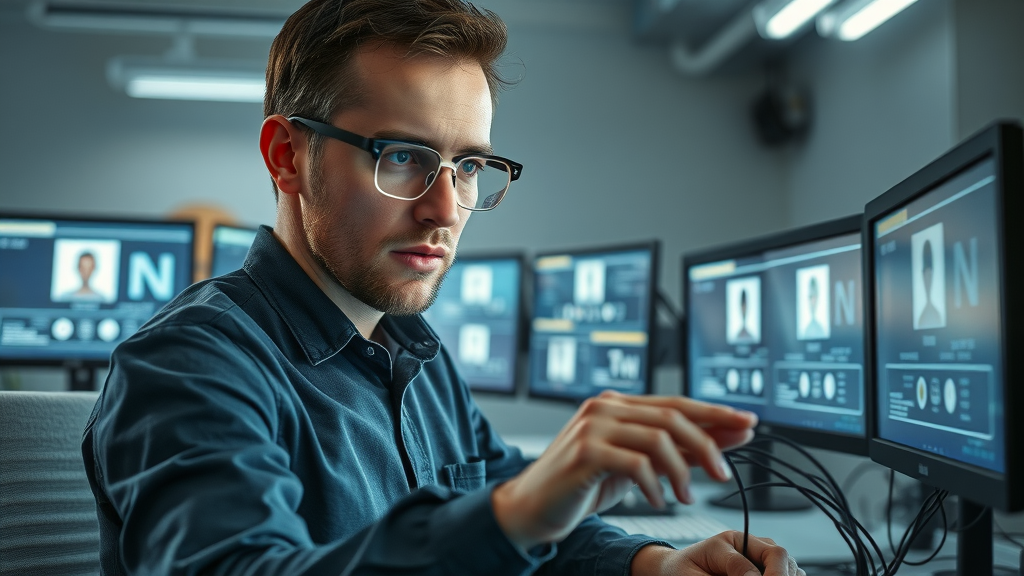 Technician integrating AI review response tool with business’s online profiles for customer reviews.