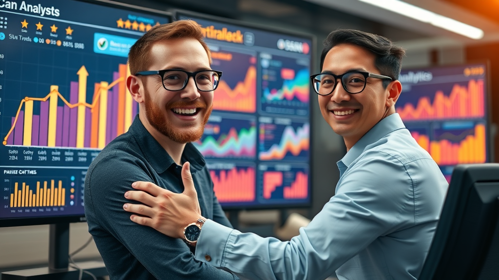Analytics dashboard shows improved star ratings and review metrics for property services business using AI.