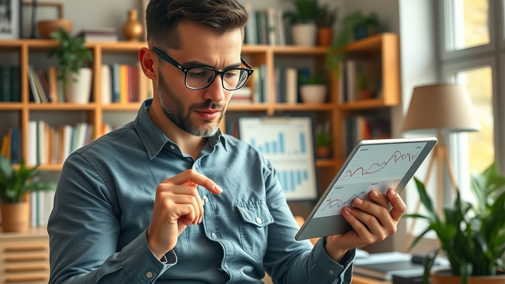 marketing professional examines search volume and keyword trends for competitors keywords on a tablet