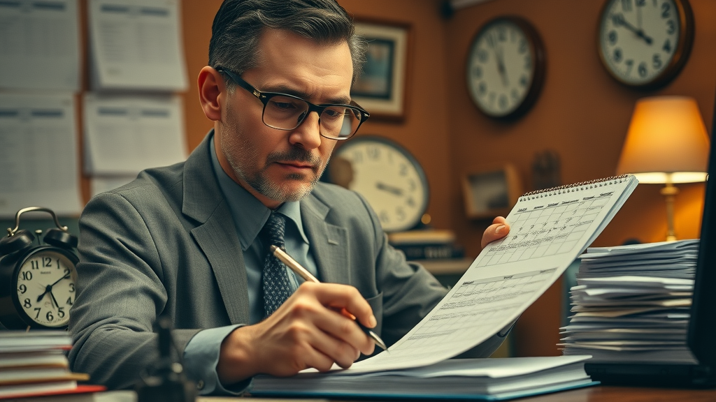 traditional manual social media scheduling for property services using pen and paper calendar