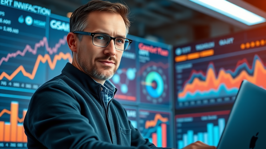 data analyst reviewing KPI dashboards for generative engine optimisation