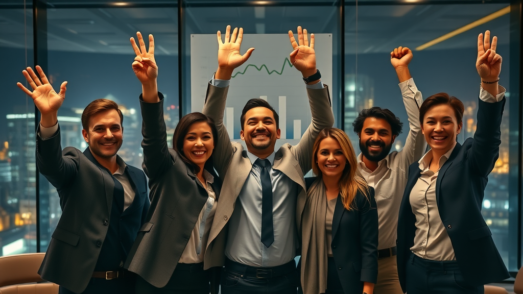 business team celebrating generative engine optimisation traffic results