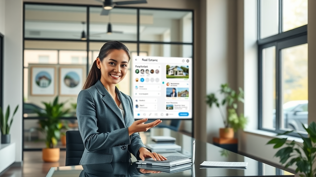 ai chatbot to qualify leads in modern real estate office welcoming site visitors