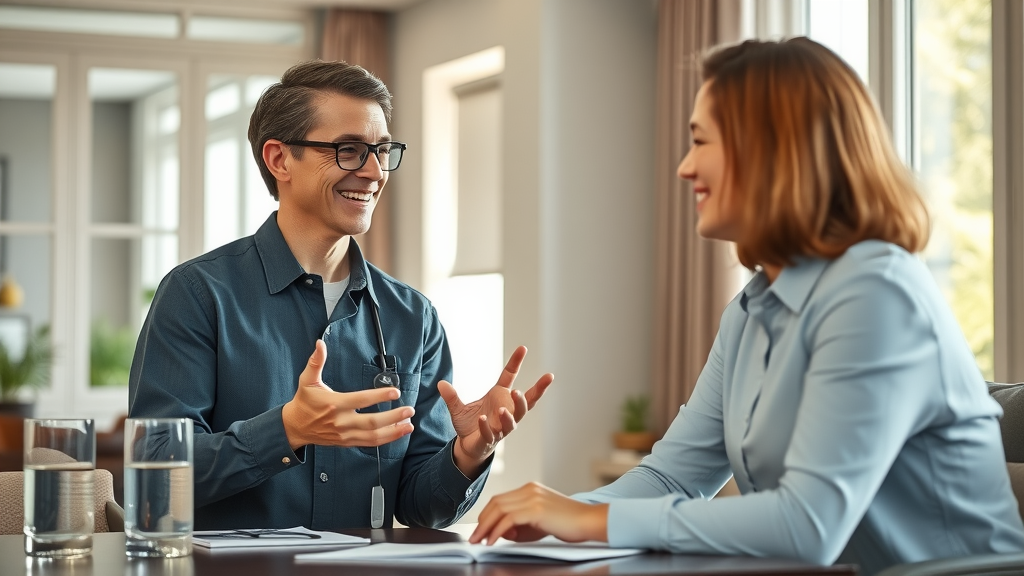 friendly property service professional addressing customer pain points in nurturing email discussion