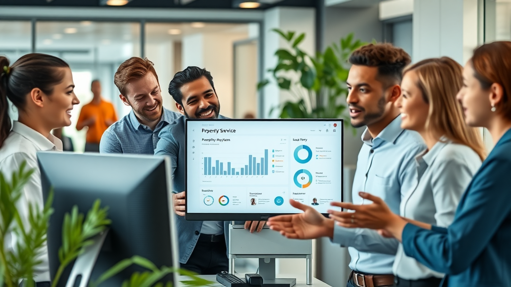 property service professionals collaborating with ai dashboard, ai for the beginner