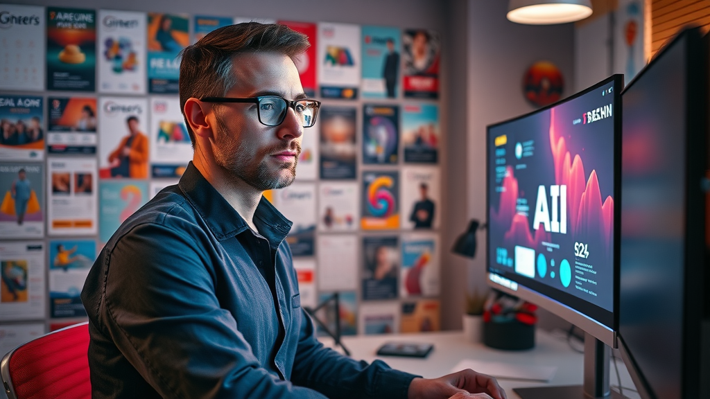 property service owner reviewing ai generated marketing flyer