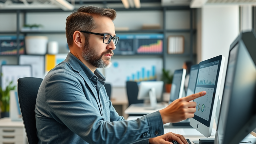 automated admin office professional property management digital dashboard modern workspace