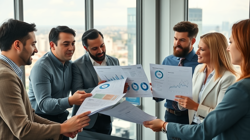 Marketing team analyzing AI-driven charts for local competitors