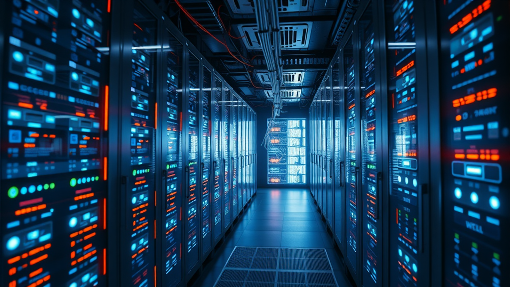 Server room showing the advanced technology powering agentic AI systems and machine learning workflows