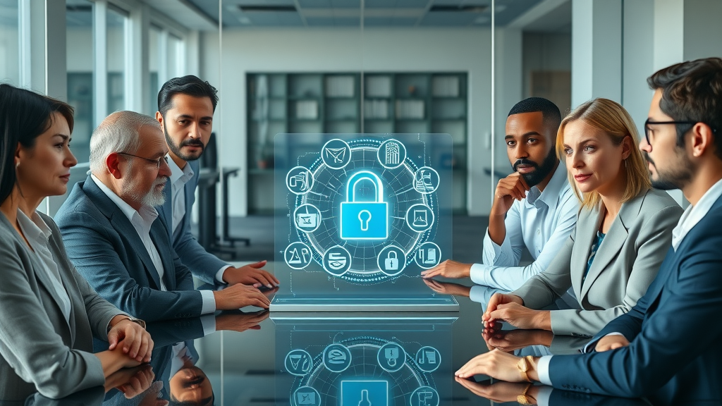 Business team reviewing data privacy measures for agentic AI systems