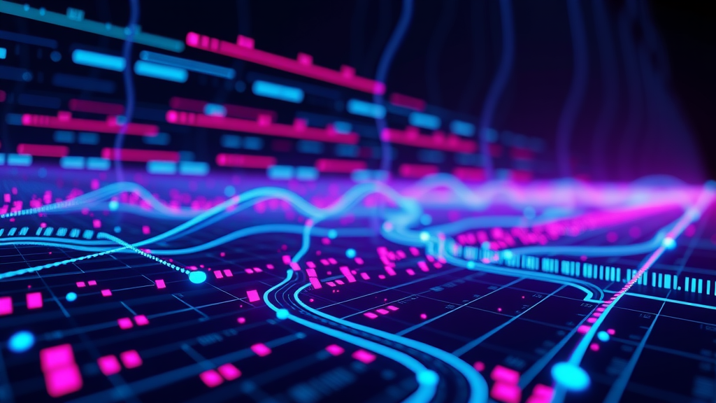 Animated digital data flows from business endpoints to a central AI hub, illustrating the workflow of language models powering autonomous artificial intelligence.