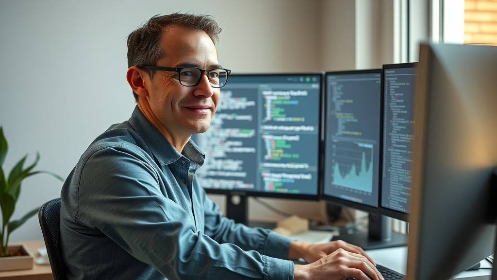 IT specialist configuring agent-based AI system for local business marketing