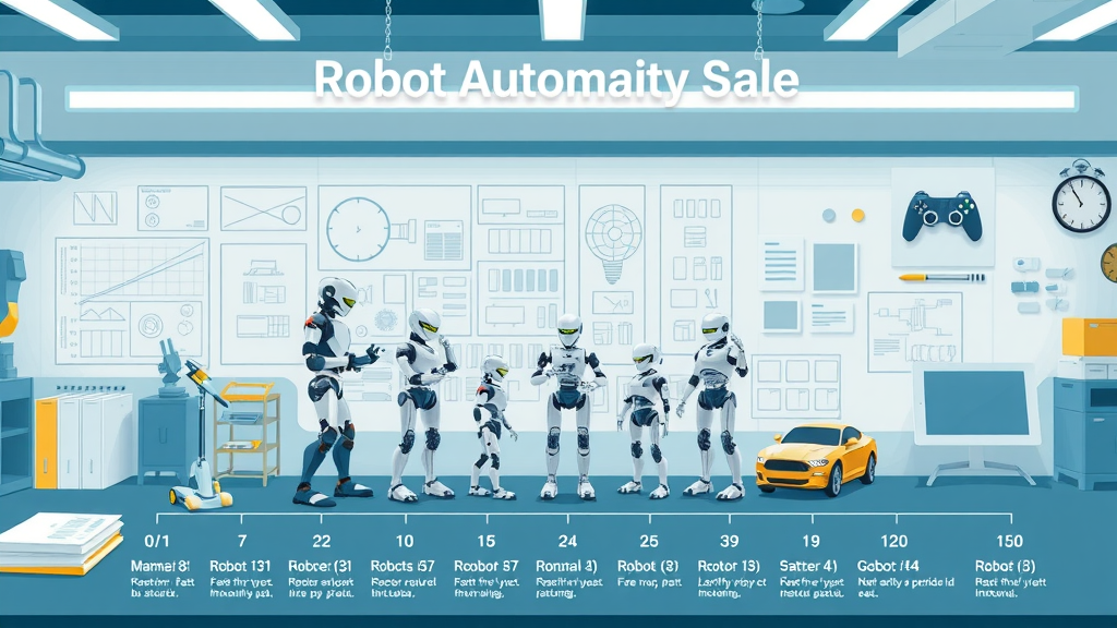 Infographic of robot autonomy scale, informative, different robot types from manual to fully autonomous, levels of AI autonomy in robotics